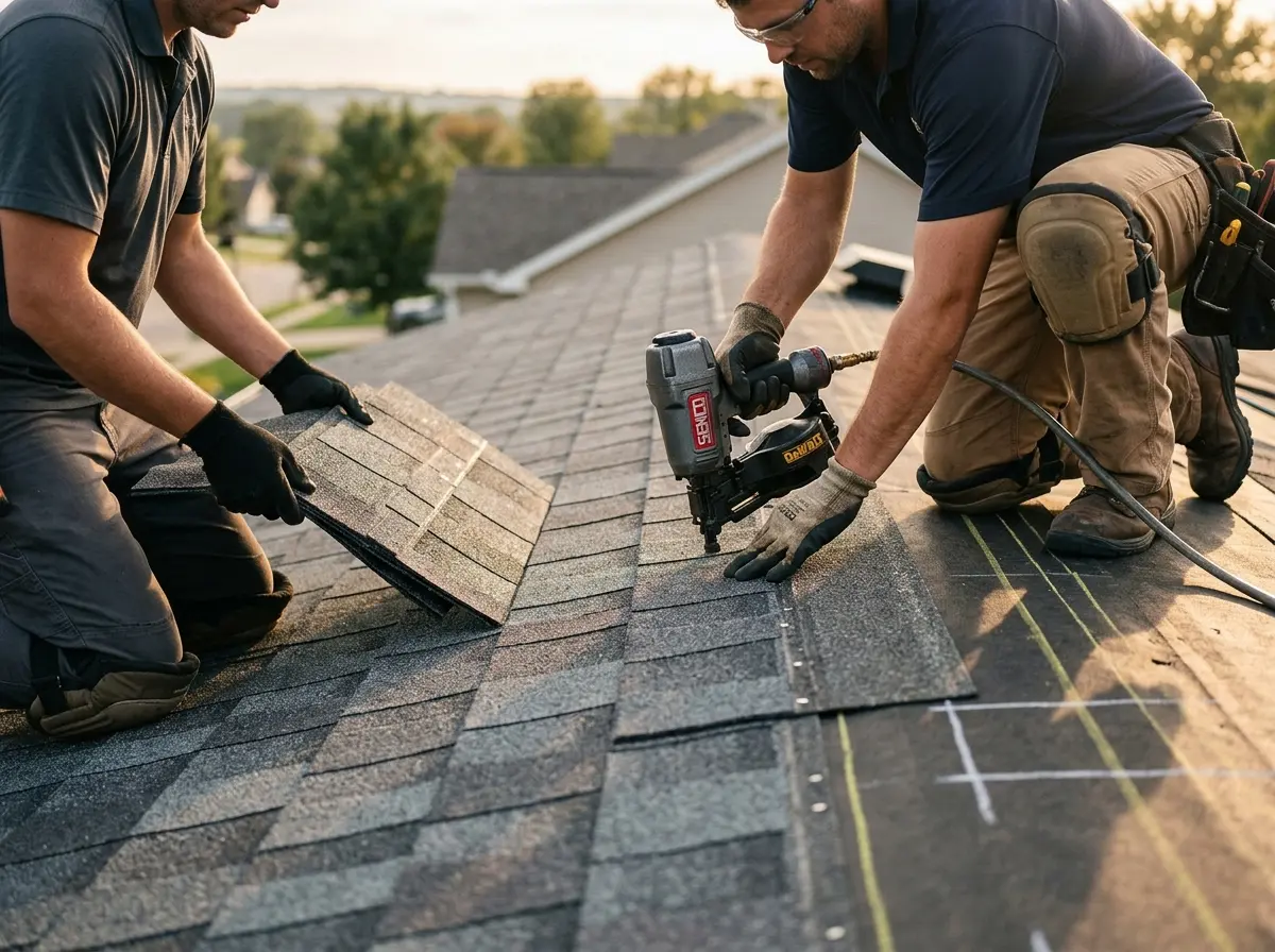 Professional roofer working on a residential roof in Plumstead